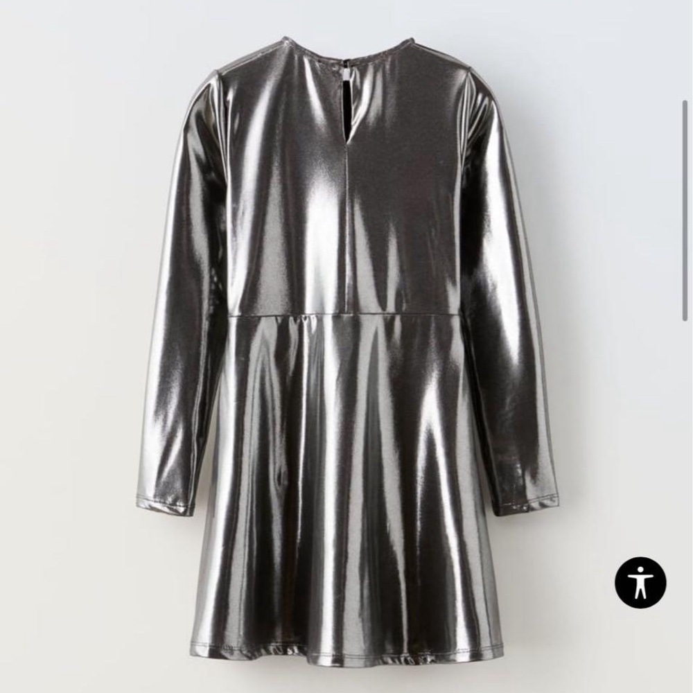 🩶Zara Girls Silver Metallic Knot Dress🩶 Size 11–12 - Picture 3 of 10